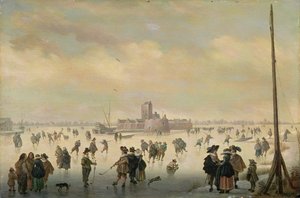 Cena de patinagem (óleo sobre painel) de Antoni (1594 1641) Verstralen