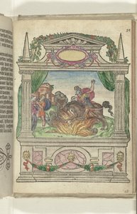 Cena com o feito heróico de Marcus Curtius, 1578