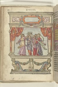 Estágio em que as personificações da Glória, Majestade, Generosidade, Magnificência e Modéstia juntas seguram uma coroa, 1578
