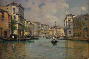 Riva degli Schiavoni, Veneza (óleo sobre madeira) de Antonia Maria de Reyna Manescau