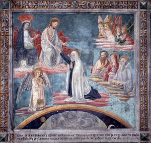 Vida de Santa Francisca Romana : Durante um ectasy, o Divino Redentor toma Francesca pela mão direita (Fresco