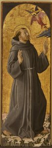 São Francisco - São Francisco de Assis par Romano, Antoniazzo (1430/35-1508). Óleo sobre madeira, tamanho : 173x61,5, , Museo Civico, Rieti de Antoniazzo Romano
