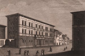 Vista do Palácio Episcopal em Pistoia, Toscana, Itália, gravura em cobre de Antonio Morghen (1788-1853), cerca de 13x9,5 cm de Antonio (1788 1853) Morghen