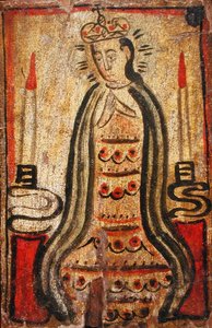 Virgem de San Juan de los Lagos, c.1840-45 (tempera no painel) de Antonio (attr. to) Molleno