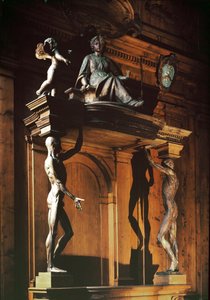 Estátuas de dois homens nus e sem pele, conhecidos como gli spellati (os esfolados), teatro anatómico de Antonio (d.1663) Paolucci