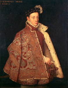 Retrato de Dom Carlos, Príncipe das Astúrias (óleo sobre tela) de Antonio (studio of) (attr. to) Moro