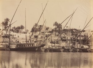 Vista de Assuão - Ao longo do Nilo, c. 1870 - 1880. de Antonio Beato
