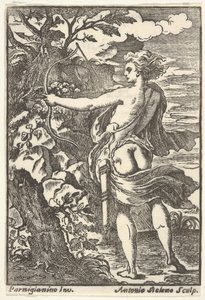 Caça Calisto com arco puxado, depois de Parmigianino, 1720-1740. de Antonio Belemo