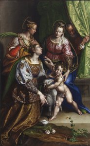 Madonna e Criança com São José, Santa Catarina e Santa Inês, c.1570 (óleo sobre tela)