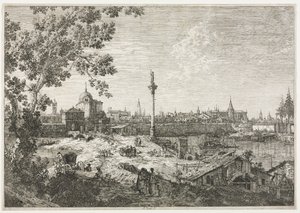 Panorama de uma cidade em um rio de Antonio Canaletto