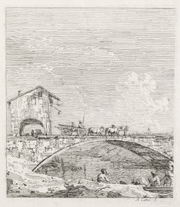 Exibições: Um vagão passando por uma ponte, 1735-1746. de Giovanni Antonio Canal