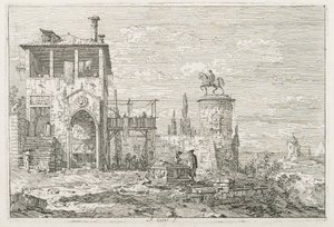 Vista: Monumento Equestre, 1735-1746. de Giovanni Antonio Canal