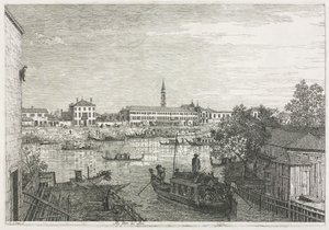 Vista: O porto de Dolo, 1735-1746. de Giovanni Antonio Canal