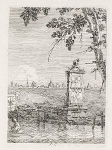 Vistas: O pequeno monumento debaixo de uma árvore de Antonio Canaletto