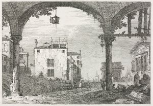 Vista: O Pórtico com a Lanterna, 1735-1746. de Giovanni Antonio Canal