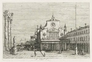 Vistas: Três Colunas e uma Estátua na Costa do Mar de Antonio Canaletto