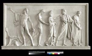 Aquiles entregando Briseis aos Arautos de Agamenon, 1787-90 (gesso) de Antonio Canova