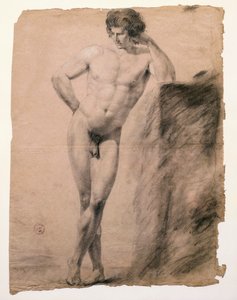 Estudo do nu masculino apoiado sobre o plinto por Antonio Canova (1757-1822), desenhando de Antonio Canova