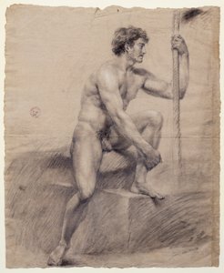 Estudo do nu masculino sentado no pódio, Antonio Canova (1757-1822), desenho de Antonio Canova