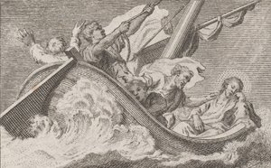 Cristo em um barco com pescadores, c. 1760-93. de Antonio Capellan