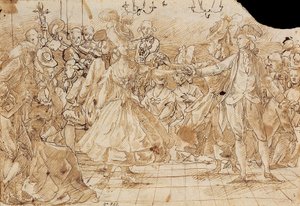 ""Minuet"" - Obra de Antonio Casanovas Torrents (1752-1796) Caneta Minueto, tinta da china castanha sobre papel c. 1780 Museu Nacional de Arte da Catalunha, Barcelona 20,9x30 de Antonio Casanovas i Torrents