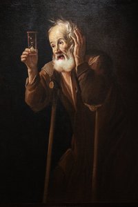 Velho segurando uma ampulheta de Antonio Cifrondi
