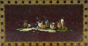 Mesa incrustada com pedras semi-preciosas de desenho de Antonio Cioci (activo na segunda metade do século XVIII), Itália