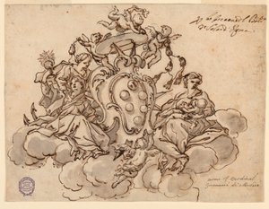 Projeto para um teto (?) Pintura com o brasão do Cardeal Francesco Maria de