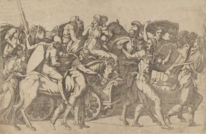 Um exército romano em marcha - comboio de tropas, 1540-45. de Antonio Fantuzzi