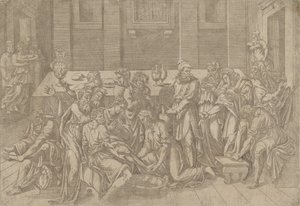 Jesus lavando os pés dos discípulos, 1540-45. de Antonio Fantuzzi