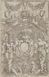 Ornamento com um pequeno oval vazio, 1540-45. de Antonio Fantuzzi