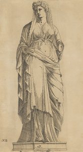 Mulher de rosto inteiro, cabeça ligeiramente para a esquerda, ca. 1543. de Antonio Fantuzzi