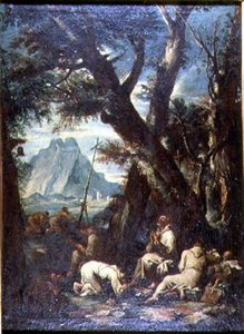 Campo com Eremitas, c.1700-10 (óleo sobre tela) de Antonio Francesco Peruzzini