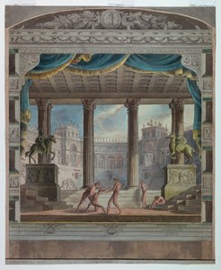 Cortina de Teatro: Vista de um Anfiteatro Clássico, Teatro Marsigli-Rossi, Bolonha