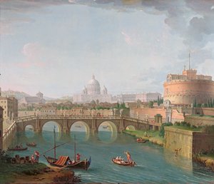 Vista do Tibre, c.1700-77 (óleo sobre tela)