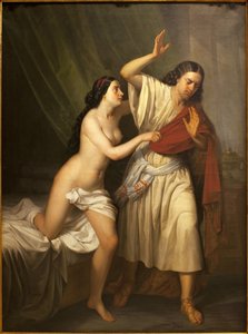 José e a esposa de Putiphar (Potiphar). Pintura de Antonio Esquivel (1806-1857), óleo sobre tela