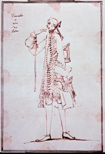 Retrato de Carlo Broschi chamado Farinelli (1705-1782) Castrato italiano (castrato) Cartoon de Anton Maria Zanetti (1680-1767). Século XVIII. Coleção particular.