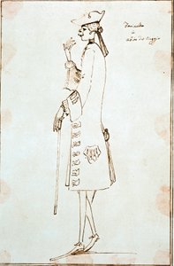 Retrato do cantor de castratelos Carlo Broschi dit Farinelli (1705-1782) representa durante sua viagem a Veneza para apresentar La Didone abandonnata", de Tommaso Albinoni, por volta de 1725. Desenho de Anton Maria Zanetti (1680-1767) Veneza Fondazione Cin