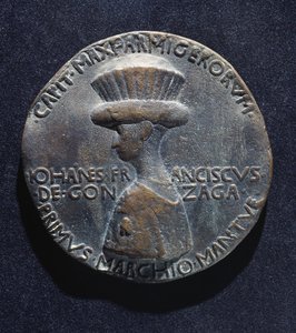 Medalha de bronze de Gianfrancesco Gonzaga (1395-1444), anverso, desenhada por Antonio di Puccio Pisano, conhecido como Pisanello (1395-1455 circa), diâmetro 10,20 cm de Antonio Pisanello