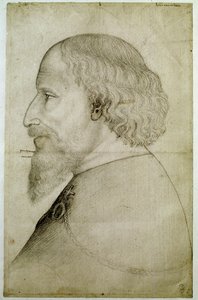 Imperador Sigismond do Luxemburgo (1368-1437), visto em busto, de perfil à esquerda. Desenho de Antonio di Puccio Pisano dit Pisanello (antes de 1395-1455). Pedra preta. Dim: 41,1x55,9 cm. de Antonio Pisanello