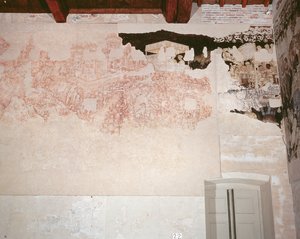 Cavaleiros da Távola Redonda na sua busca pelo Santo Graal (sinopie e afresco expostos) de Antonio Pisanello