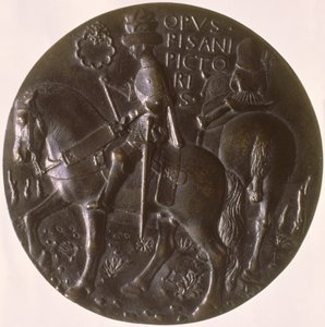 Medalha Retrato, retratando retratando Gianfrancesco Gonzaga 13945-1444 em um cavalo, 1446-8 bronze para anverso ver 96843