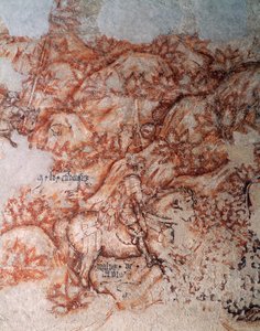 Sinopia (sub-pintura), detalhe (fresco) de Antonio Pisanello