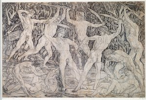 Luta de guerreiros nus Desenho de Antonio Pollaiolo (Pollaiuolo ou Benci) (ca. 1431-1498) 1470 Gabinetto Disegni e Stampe, Uffizi Florence de Antonio Pollaiuolo
