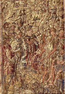 São João Batista Diante dos Sumos Sacerdotes e dos Levitas, tapeçaria retratando cenas da vida do santo (têxtil) de Antonio Pollaiuolo