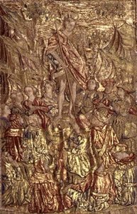 Pregação de São João Batista à Multidão, tapeçaria retratando cenas da vida do santo (têxtil) de Antonio Pollaiuolo