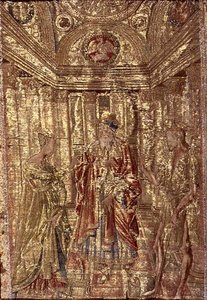 São João Batista acusado por Herodes, tapeçaria retratando cenas da vida do santo (têxtil) de Antonio Pollaiuolo