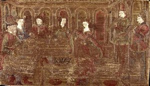 A Dança de Salomé, tapeçaria retratando cenas da vida do santo (têxtil) de Antonio Pollaiuolo