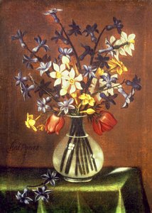 Ainda vida de flores, incluindo jacinto, tulipas e olhos de faisão (óleo)