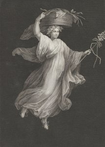 Uma bacante carregando um grande cesto na cabeça e segurando um cajado na l..., c. 1795-ca. 1820. de Antonio Ricciani